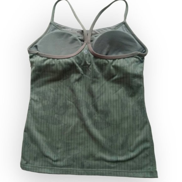 Lululemon women olive tank with light shelf bra race back size 8 - Picture 2 of 6